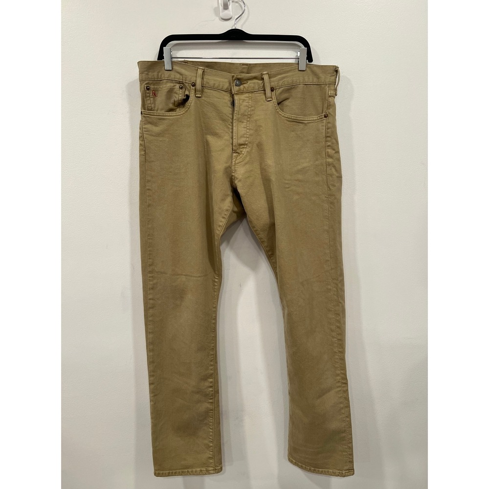 Polo Ralph Lauren Varick Slim Straight Khaki Jeans Mens 36x32 Tan Button Fly